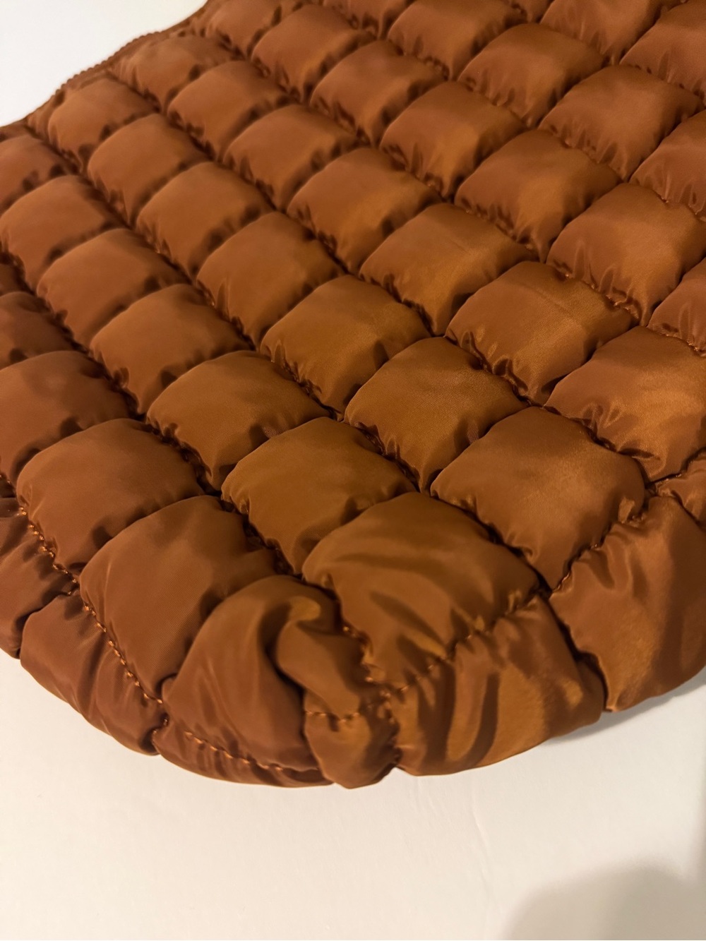 New Madison West Cognac Quilted Puffer Shoulder Bag - Picture 4 of 10